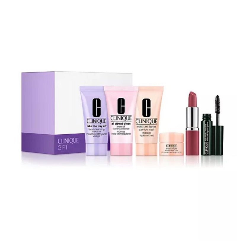 Clinique 6 Pcs Skincare Makeup Deluxe Sample Gift Set Kit Purple/white New Infinity Warehouse