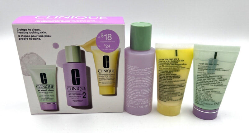 Clinique 3 Step Set: Facial Soap MILD 30ml~Clarifying Lotion 2 60ml~ Lotion 30ml Infinity Warehouse