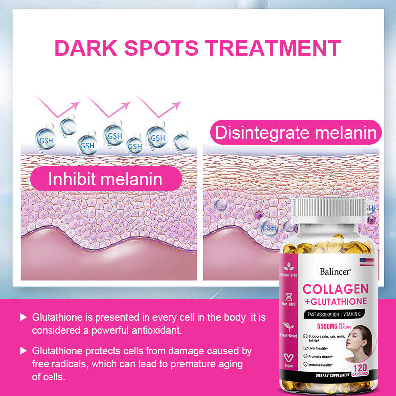 Collagen L-Glutathione MSM Anti-Aging 5500mg Whitening Skin, Hair & Nail Infinity Warehouse