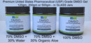 Pharmaceutical DMSO Liquid/Gel 99.9% Pure DMSO, 70/30 Water, 70/30 Aloe in Glass Infinity Warehouse