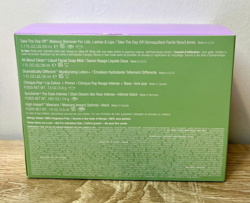 Clinique Love Your Skin 6 Pcs Makeup Skincare Sample Gift Set White/Green Box Infinity Warehouse