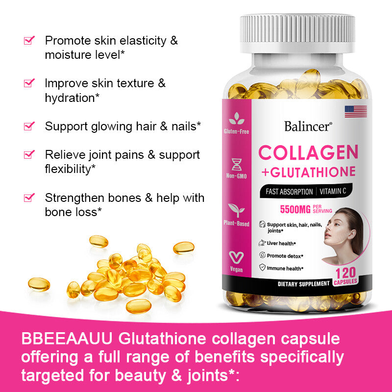Collagen L-Glutathione MSM Anti-Aging 5500mg Whitening Skin, Hair & Nail Infinity Warehouse