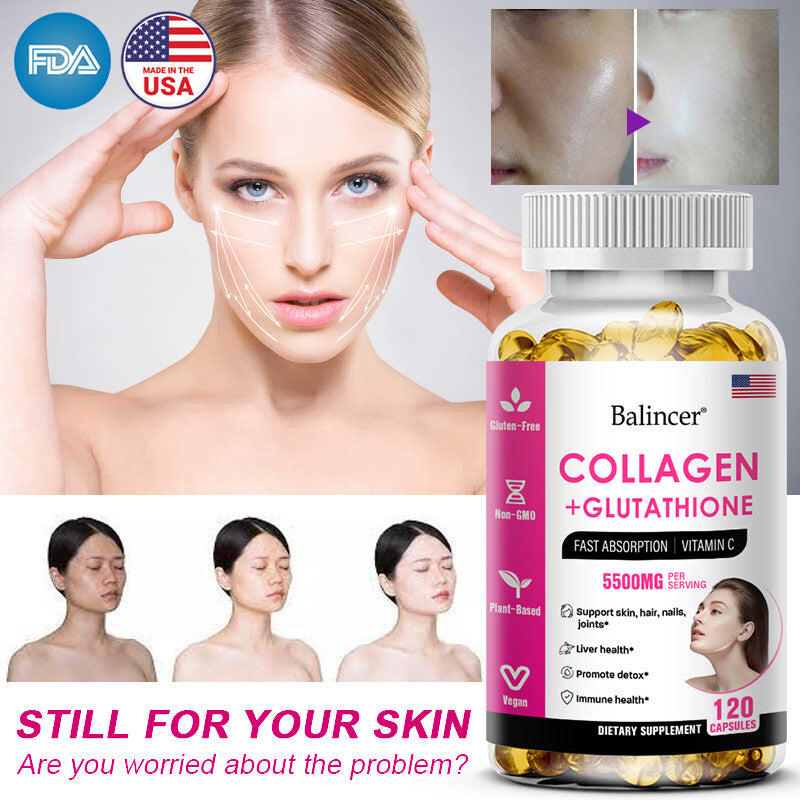 Collagen L-Glutathione MSM Anti-Aging 5500mg Whitening Skin, Hair & Nail Infinity Warehouse