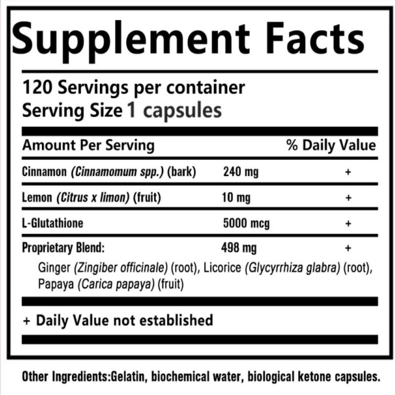 L-Glutathione 5000Mcg Skin Whitening Capsules Anti-Aging Antioxidant Infinity Warehouse