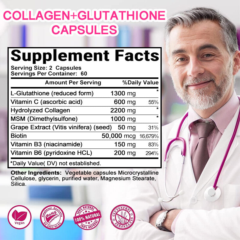 Collagen L-Glutathione MSM Anti-Aging 5500mg Whitening Skin, Hair & Nail Infinity Warehouse