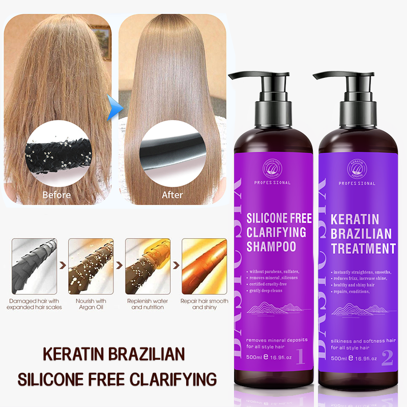 Brazilian Keratin Treatment & Clarifying Shampoo Hair Straightening Basic Six Infinity Warehouse
