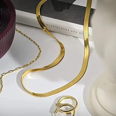14K Gold/Silver Plated Snake Chain Necklace Herringbone Necklace Gold Choker Necklaces for Women Beauty Coquette